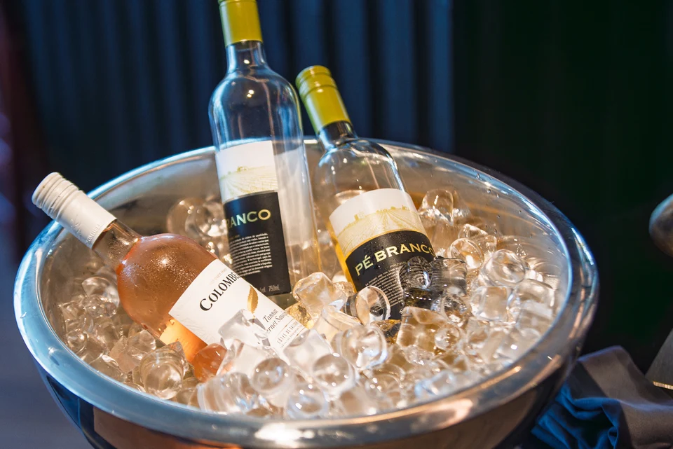 Wine bottles in ice bucket