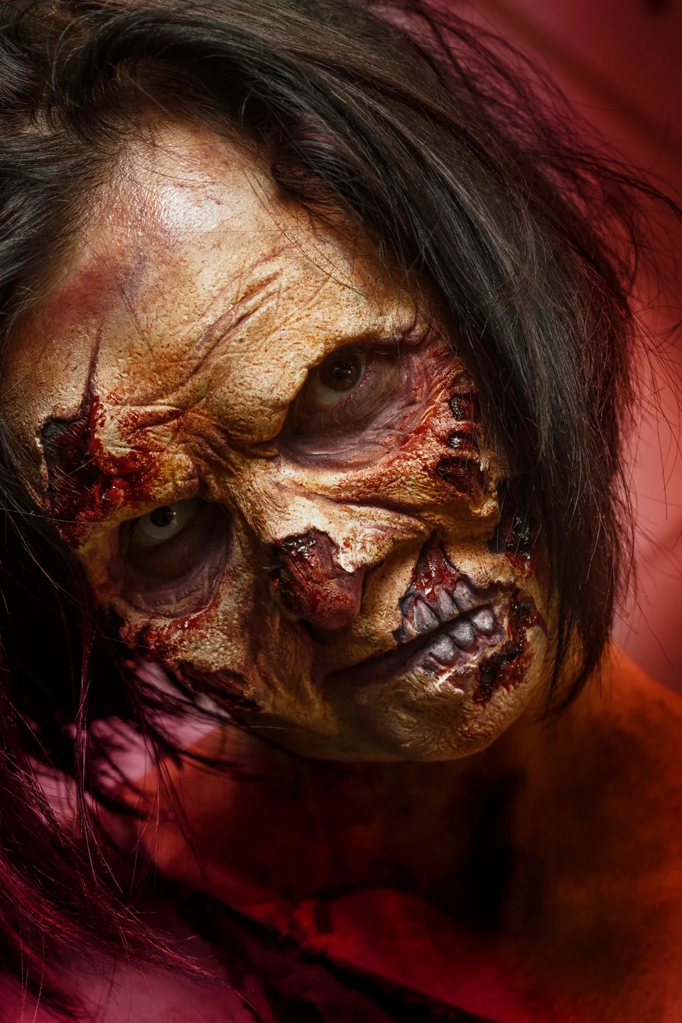 Dramatic horror makeup close portrait